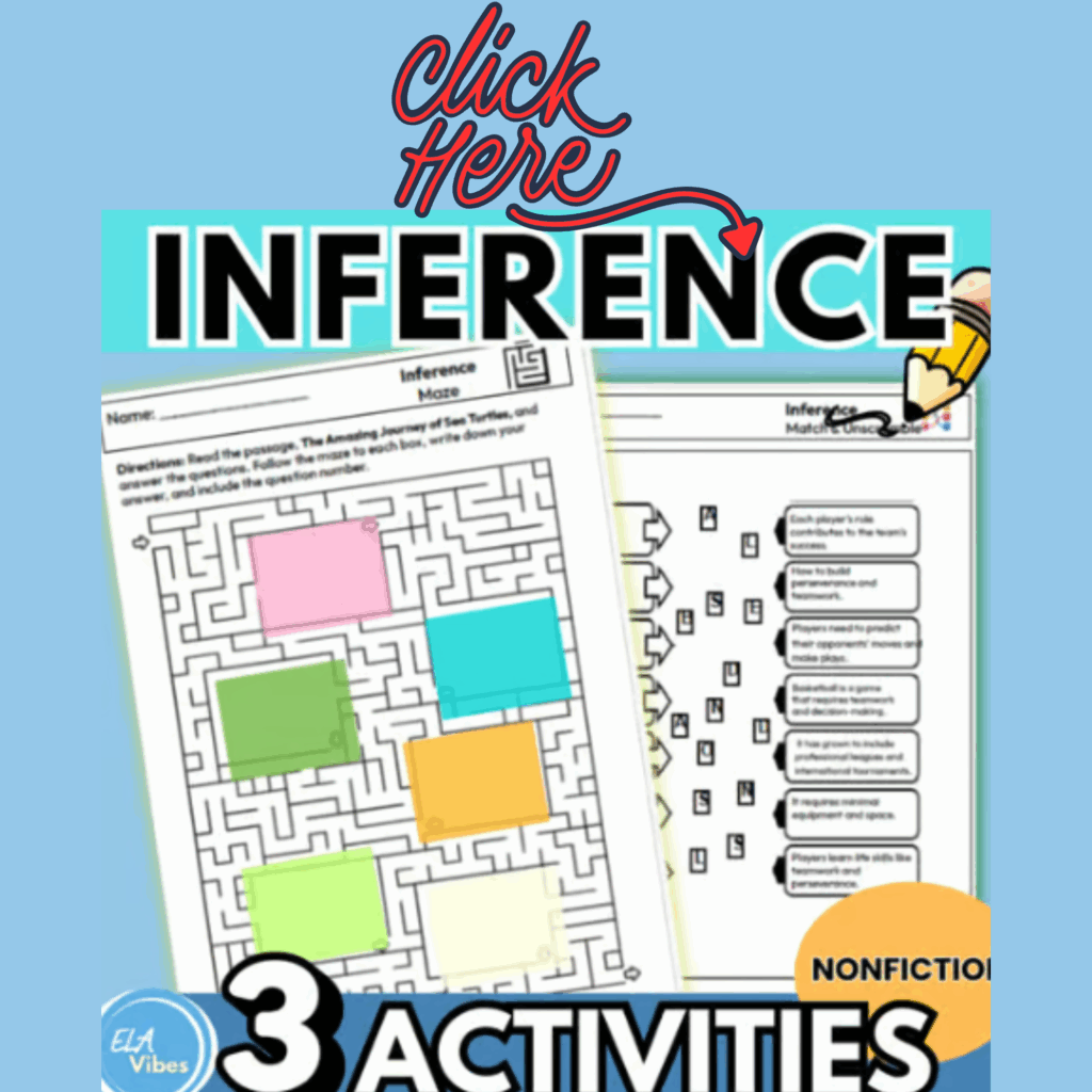 end of year 3th 4th 5th grade making inference activities