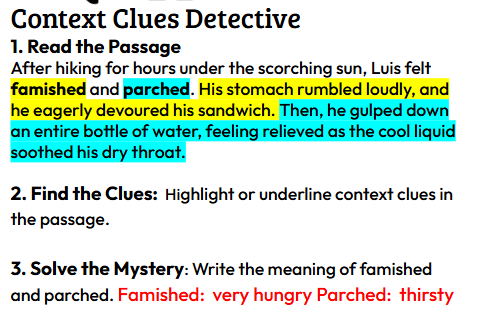 Color coding for context clues