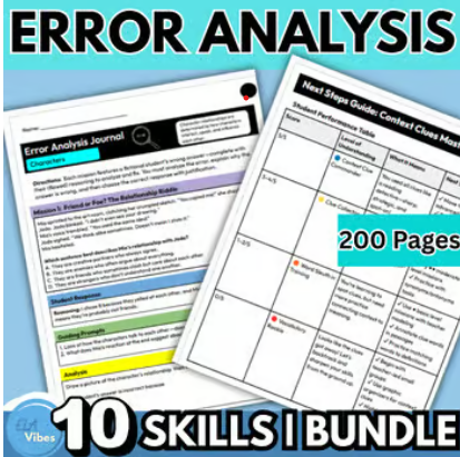Reading comprehension error analysis for 3rd-5th grade worksheets. 
