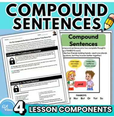 Compound sentences mini lesson and anchor chart