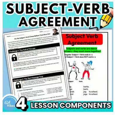 subject-verb agreement mini lesson and anchor chart