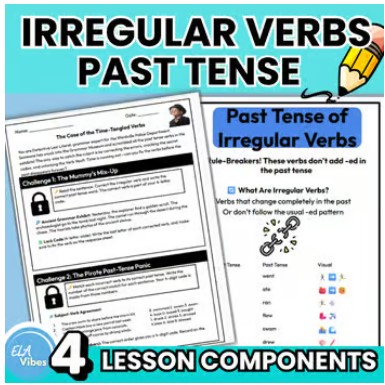 Irregular verbs and past tense mini lesson and anchor chart